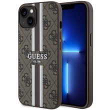 Guess case for iPhone 14 Plus 6,7&quot; GUHMP14MP4RPSW brown harcase Magsafe 4G Printed Stripes