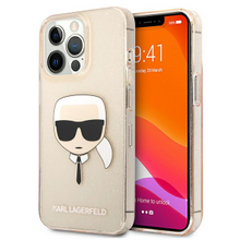 Karl Lagerfeld case for iPhone 13 Pro Max 6,7&quot; KLHCP13XKHTUGLGO gold hard case Glitter Karl`s