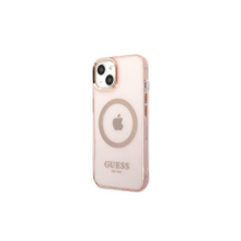 Guess case for iPhone 13 6,1&quot; GUHMP13MHTCMP pink hard case Gold Outline Translucent MagSafe