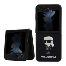 Karl Lagerfeld Liquid Silicone Ikonik NFT Zadní Kryt pro Samsung Galaxy Z Flip 5 Black