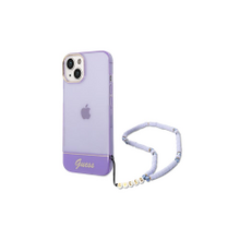 Guess case for iPhone 14 Pro Max 6,7&quot; GUHCP14XHGCOHU purple hardcase Translucent Pearl Strap