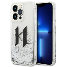 Karl Lagerfeld case for iPhone 14 Pro Max 6,7&quot; KLHCP14XLBKLCS silver Liquid Glitter case Big K