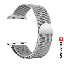 Remienok Swissten pre Apple Watch 42/44mm, milánsky ťah - strieborný
