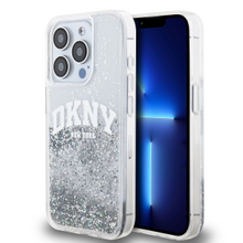 DKNY Liquid Glitter Arch Logo Zadní Kryt pro iPhone 15 Pro Transparent