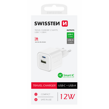 EKO NABÍJAČKA 12W 2-portová GaN (1x USB-C 12W PD + 1x USB-A 12W QC) Biela