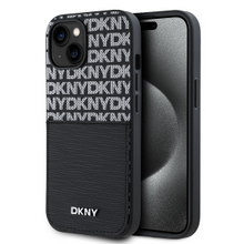 DKNY PU Leather Repeat Pattern Card Pocket Zadní Kryt pro iPhone 14 Black