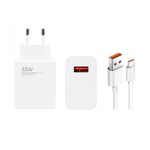 Xiaomi MDY-14-EL USB-A 33W Cestovní Nabíječka + USB-C 6A Datový Kabel White (Bulk) (Poškrábané)